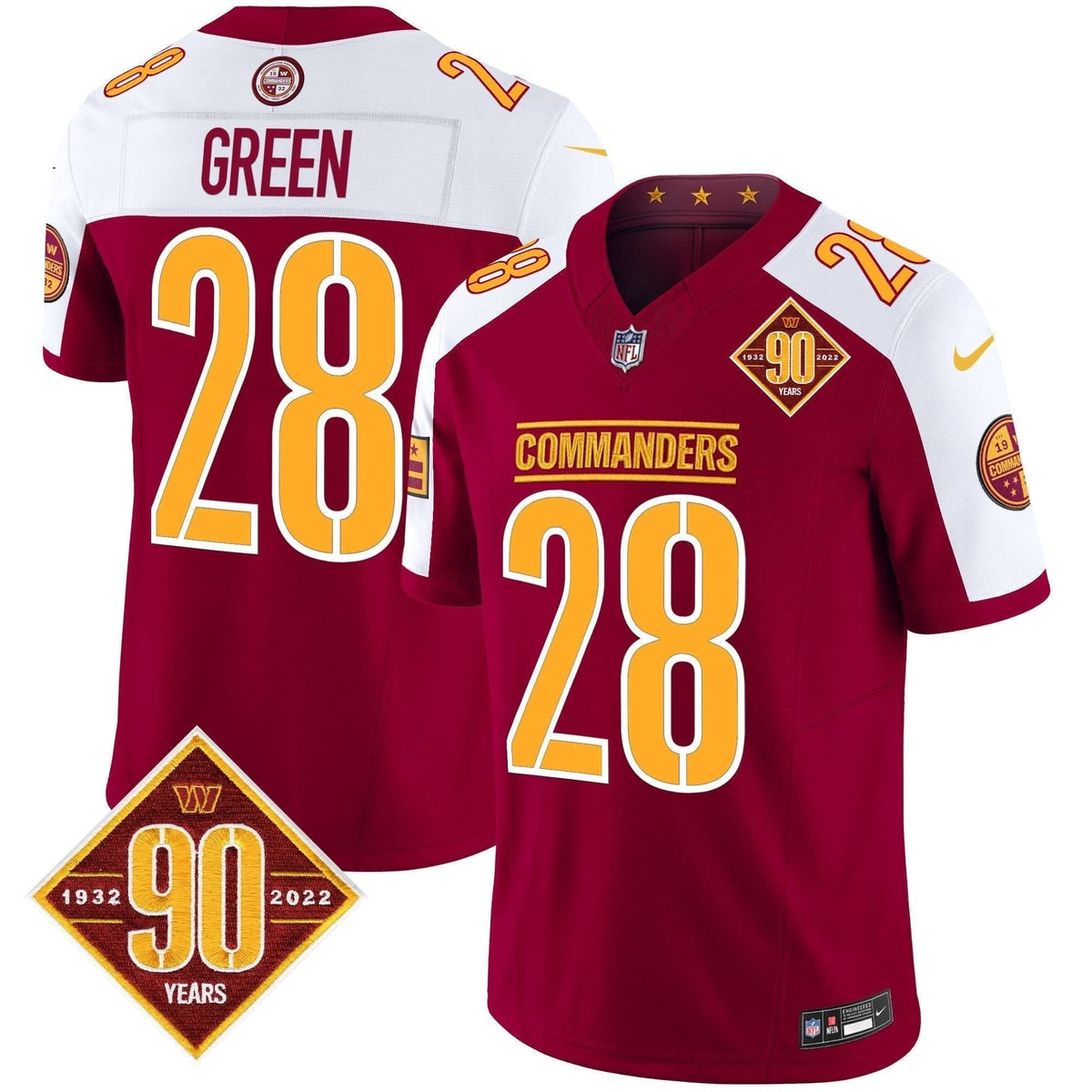 Washington Commanders 90th Anniversary Patch Vapor Limited Jersey - All Stitched