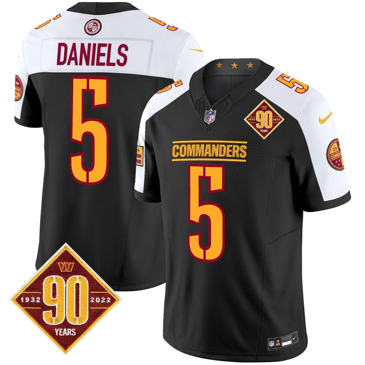 Washington Commanders 90th Anniversary Patch Vapor Limited Jersey - All Stitched