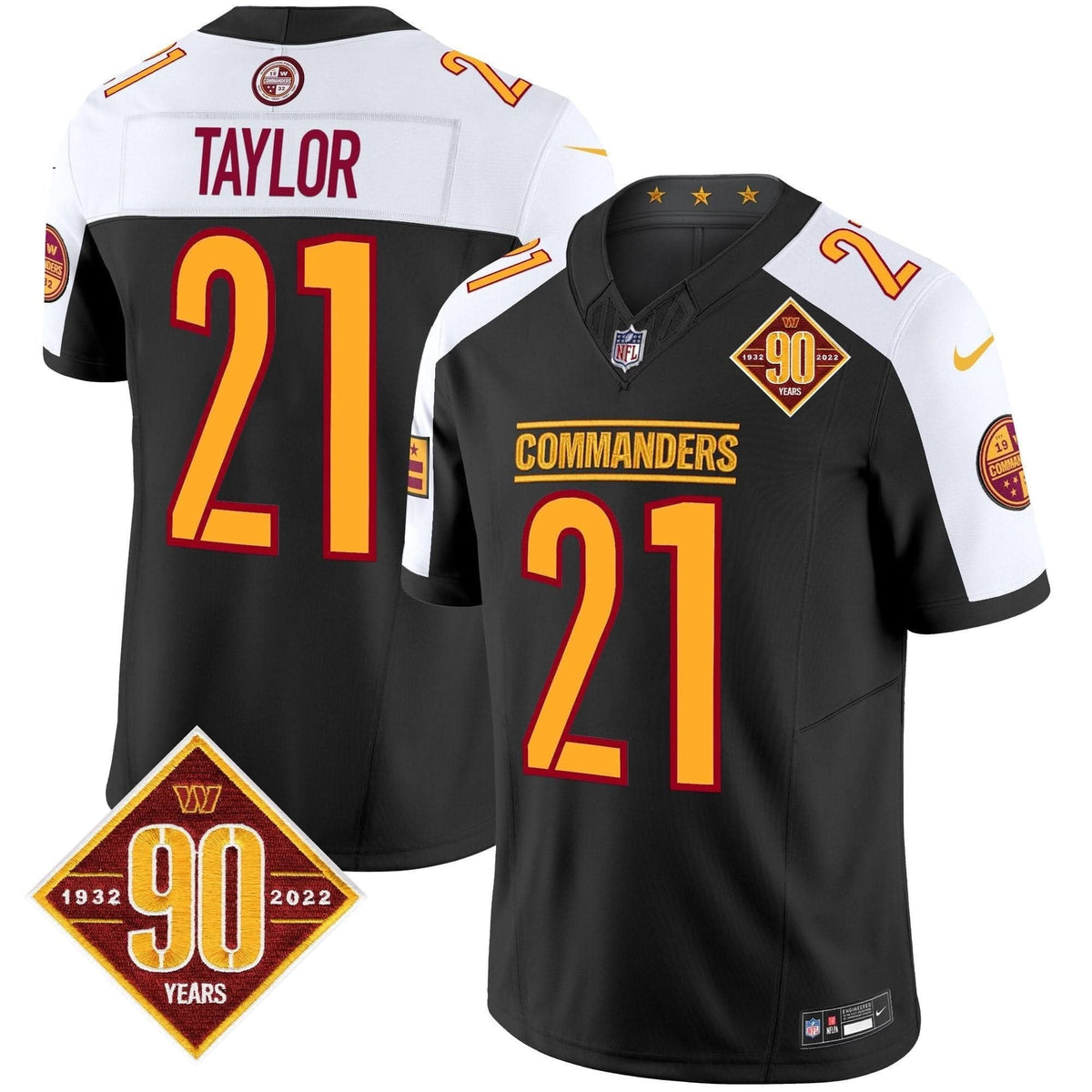 Washington Commanders 90th Anniversary Patch Vapor Limited Jersey - All Stitched