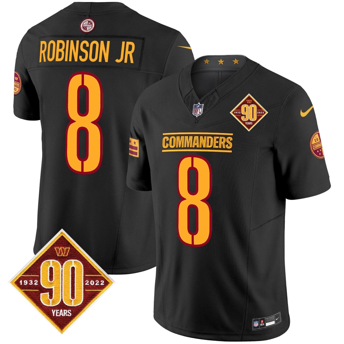 Washington Commanders 90th Anniversary Patch Vapor Limited Jersey - All Stitched