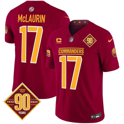 Washington Commanders 90th Anniversary Patch Vapor Limited Jersey - All Stitched