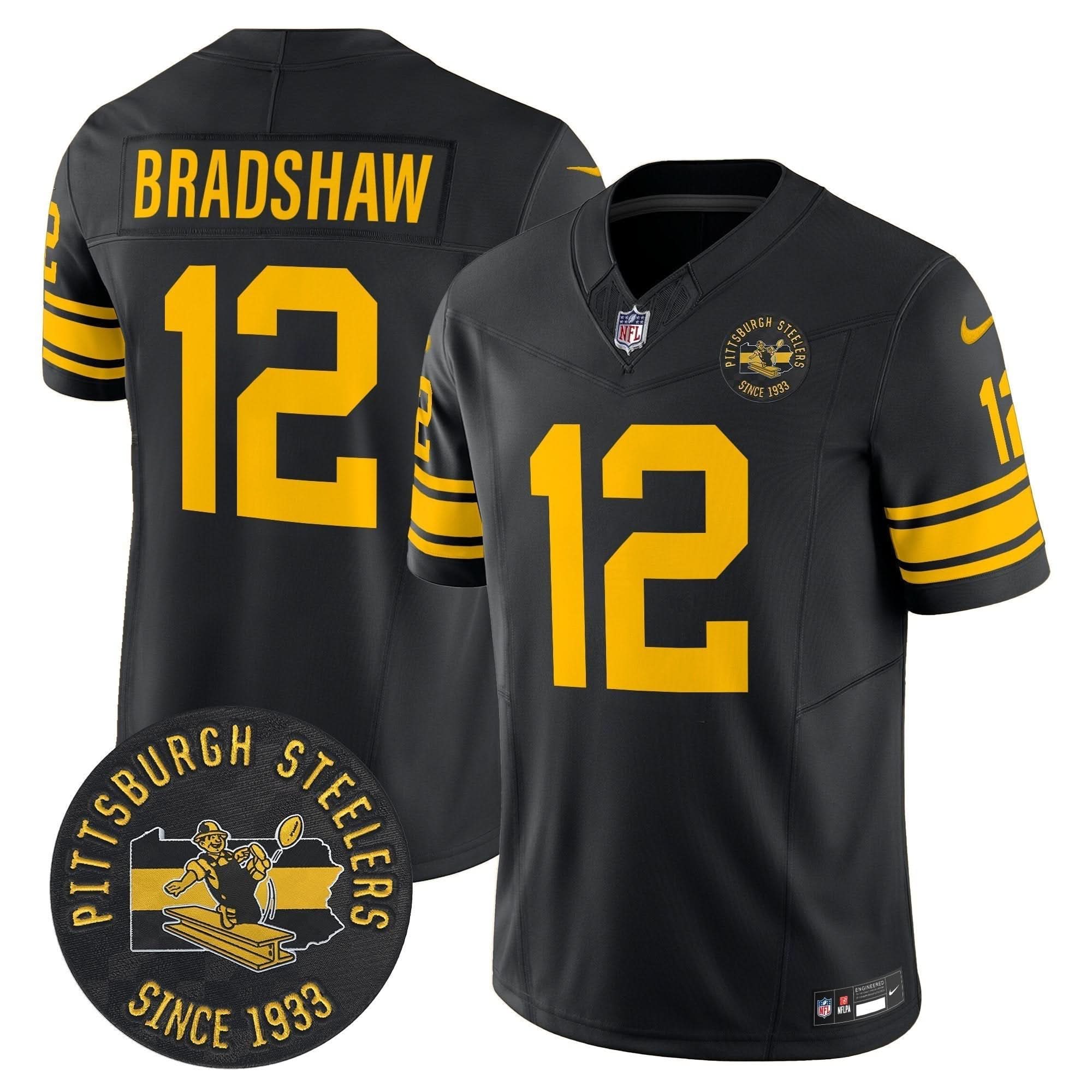 Pittsburgh Steelers Throwback 1962 Vapor Limited Jersey - Est. 1933 Patch - All Stitched