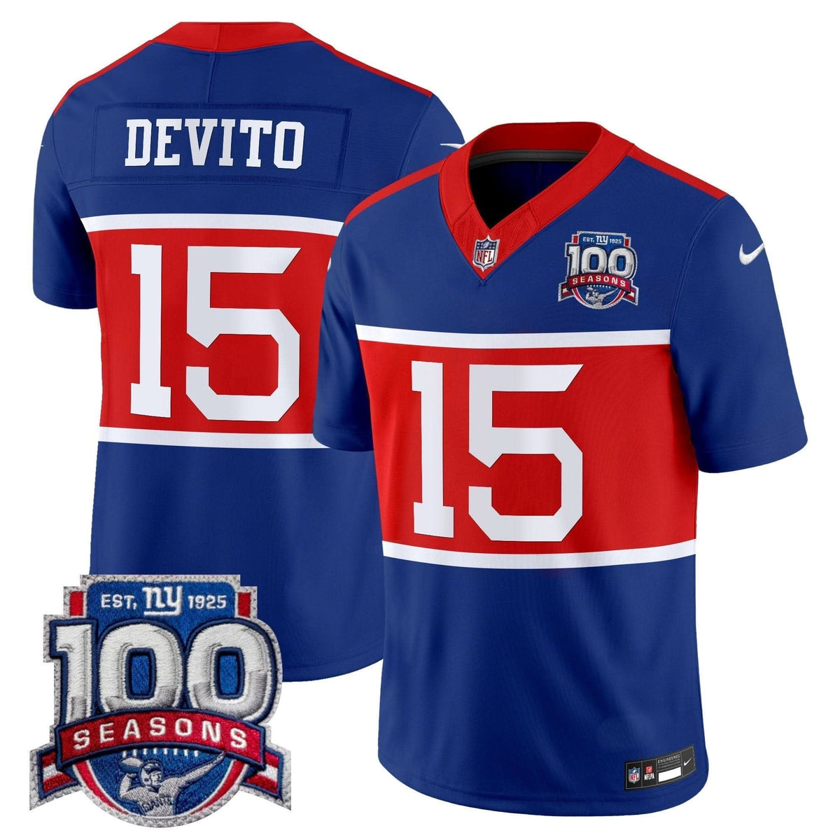 New York Giants 'Century Red' 100th Season Commemorative Vapor Jersey - All Stitched