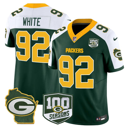 Packers 100th Season & Home Patch Vapor Limited Jersey - All Stitched
