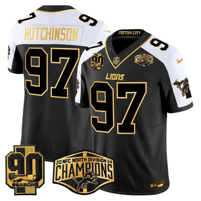Detroit Lions 2024 NFC North Division Champions Patch Gold Vapor Limited Jersey - All Stitched