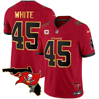 Buccaneers Florida Patch Gold Trim Vapor Jersey - All Stitched