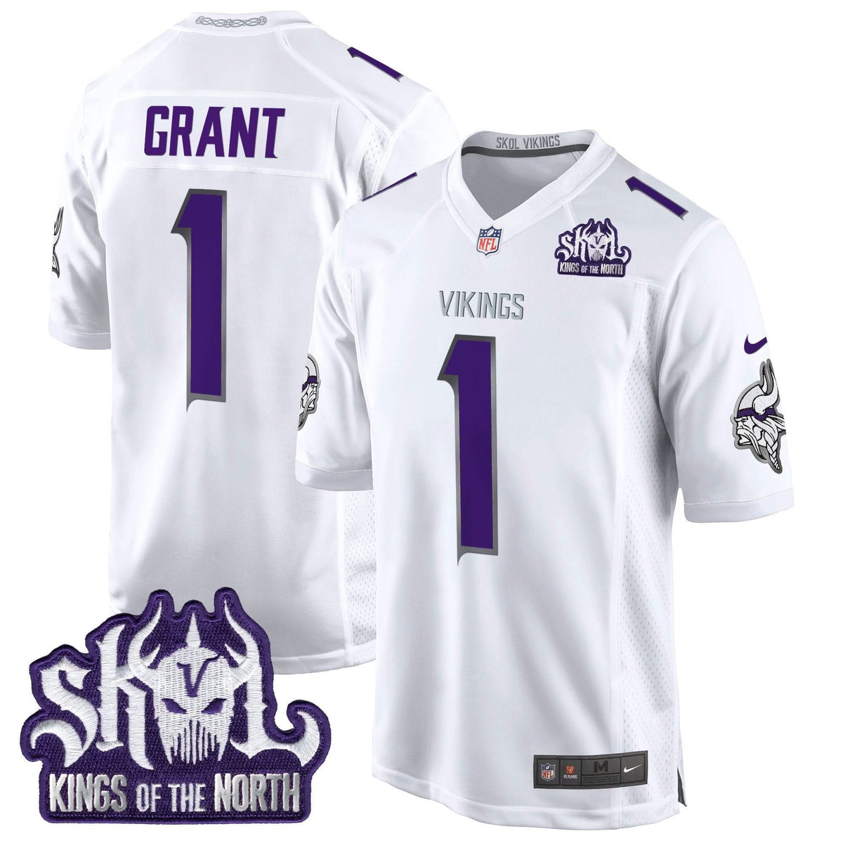 Minnesota Vikings King Of The North Patch Throwback Game Jersey - All Stitched