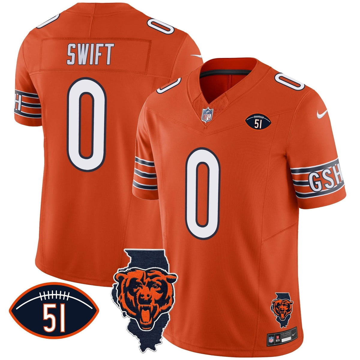 Bears Illinois Patch Vapor Jersey - All Stitched