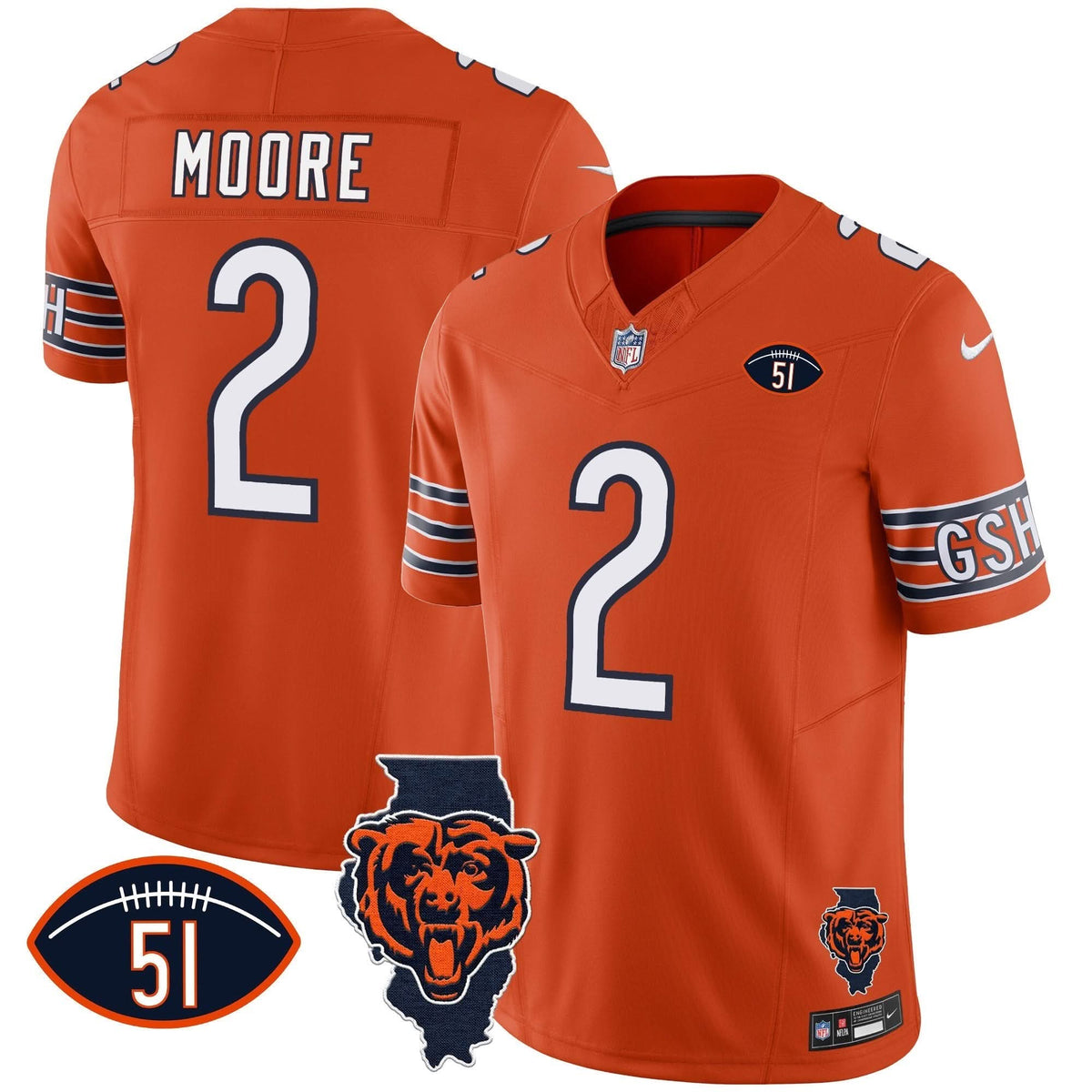 Bears Illinois Patch Vapor Jersey - All Stitched