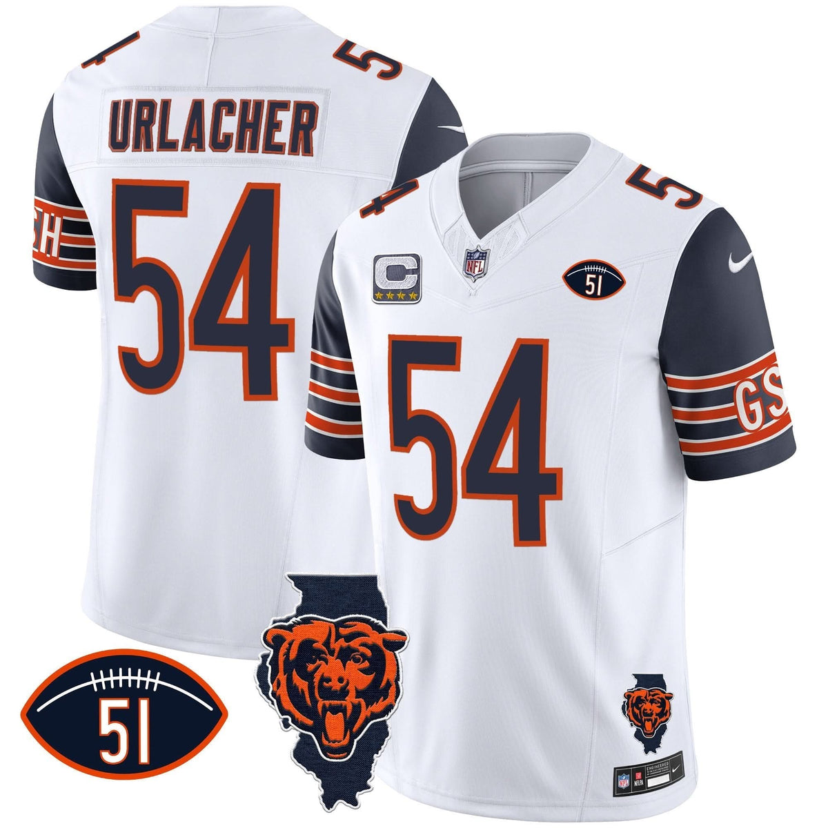 Bears Illinois Patch Vapor Jersey - All Stitched