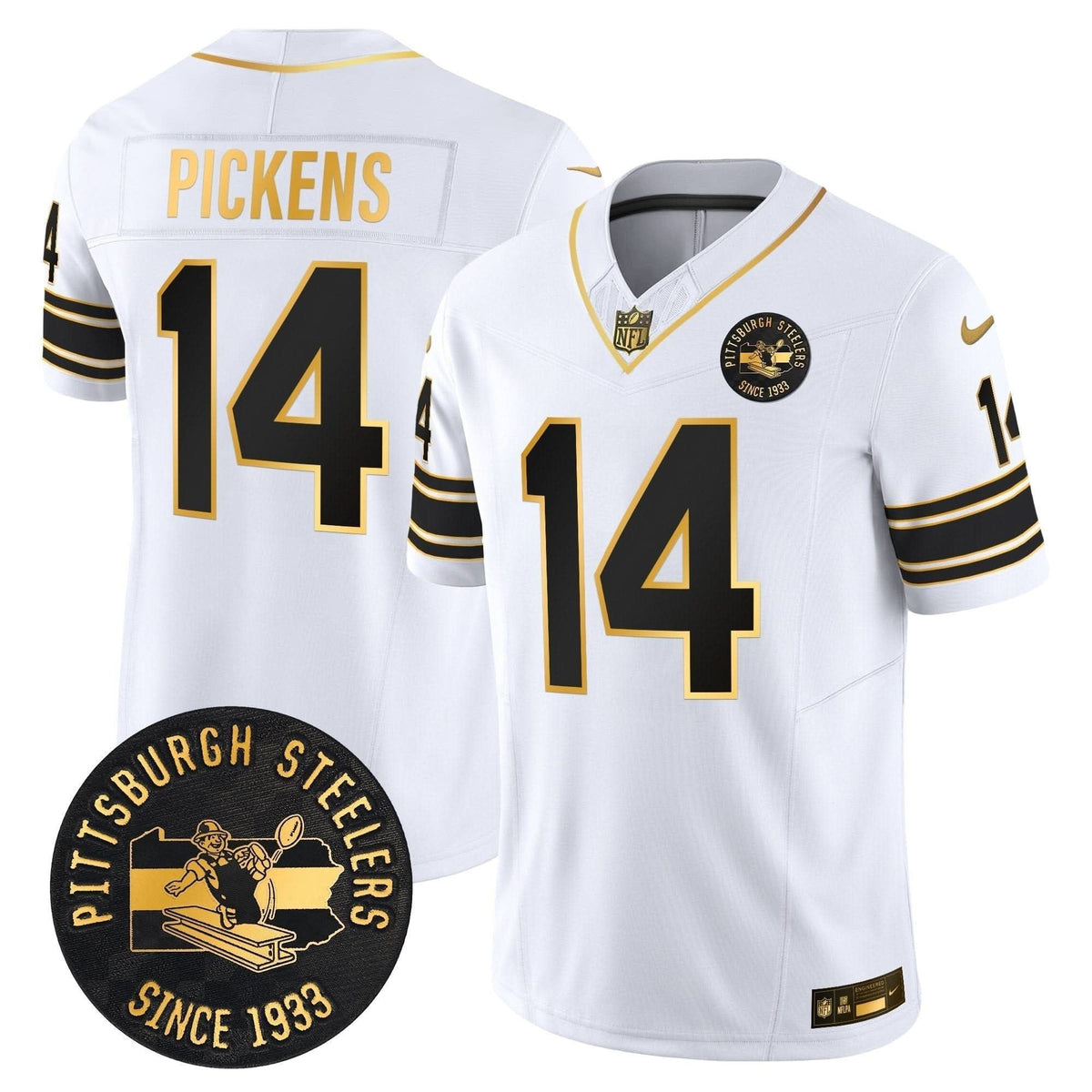 Pittsburgh Steelers Throwback 1933 Patch Gold Vapor Limited Jersey - All Stitched