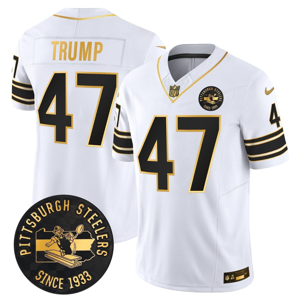 Pittsburgh Steelers Throwback 1933 Patch Gold Vapor Limited Jersey - All Stitched