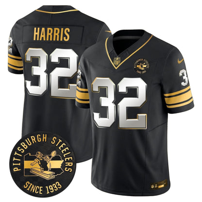 Pittsburgh Steelers Throwback 1933 Patch Gold Vapor Limited Jersey - All Stitched