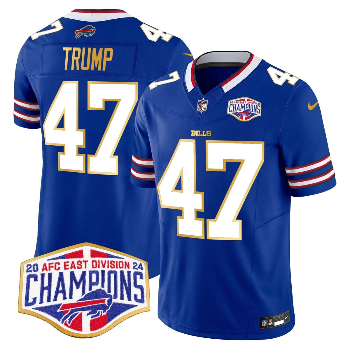 Bills 2024 AFC East Division Champions Gold Trim Vapor Limited Jersey - All Stitched