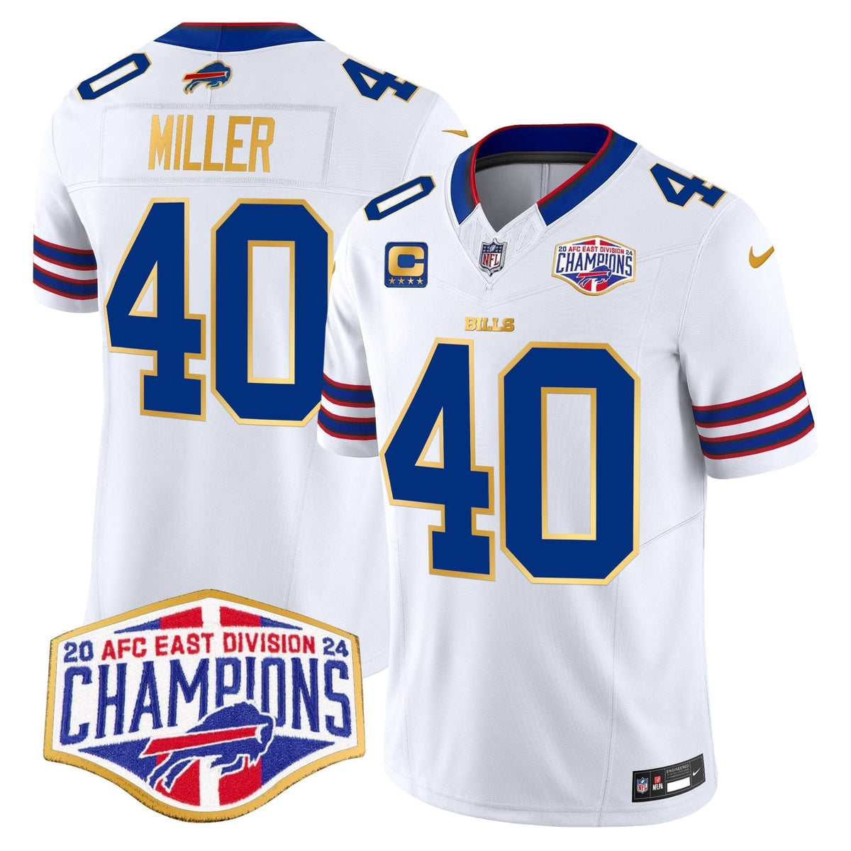 Bills 2024 AFC East Division Champions Gold Trim Vapor Limited Jersey - All Stitched