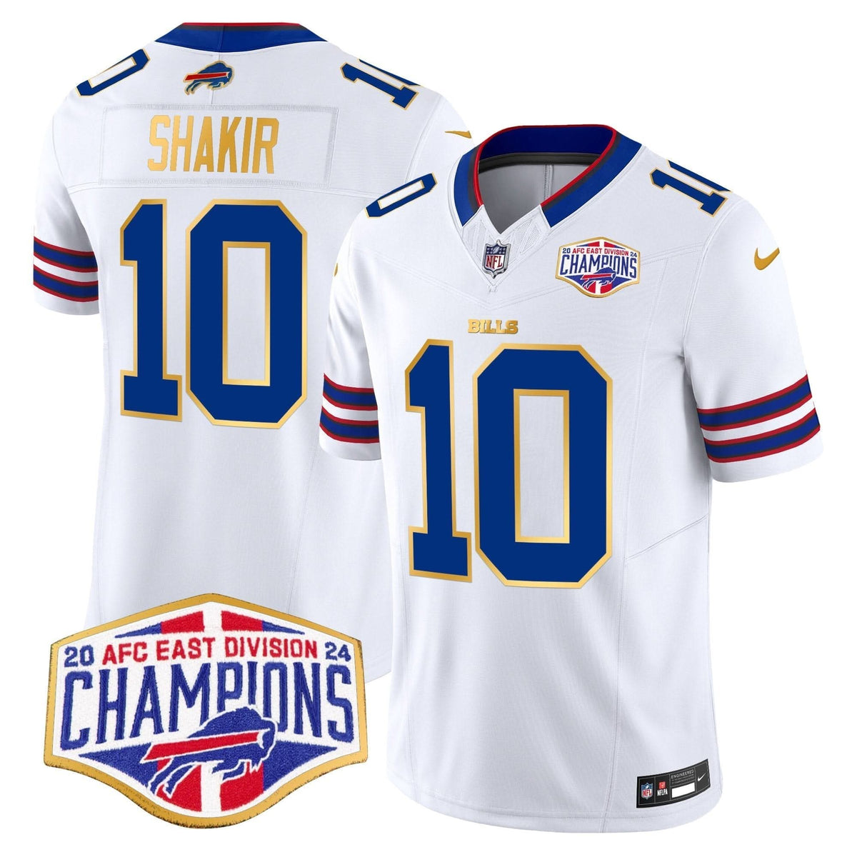 Bills 2024 AFC East Division Champions Gold Trim Vapor Limited Jersey - All Stitched