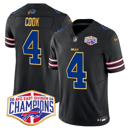 Bills 2024 AFC East Division Champions Gold Trim Vapor Limited Jersey - All Stitched