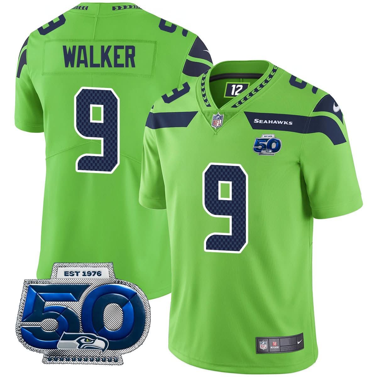 Seattle Seahawks 50th Season Vapor Limited Jersey - All Stitched
