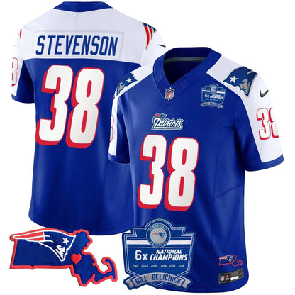 Patriots Bill Belichick 6x Champions Patch Vapor Jersey - All Stitched