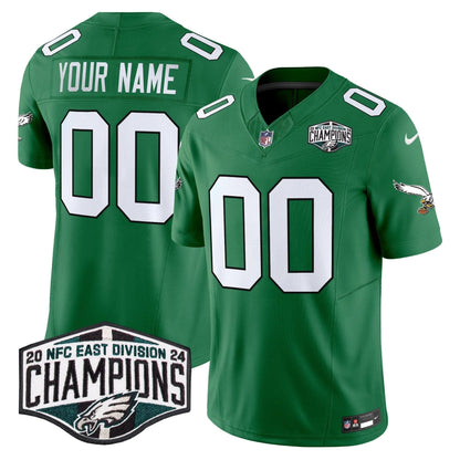 Philadelphia Eagles Kelly Green 2024 NFC East Division Champions Vapor Limited Custom Jersey V2 - All Stitched