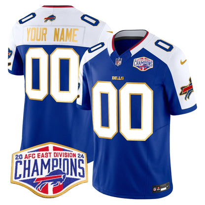 Bills 2024 AFC East Division Champions Gold Trim Vapor Limited Custom Jersey - All Stitched