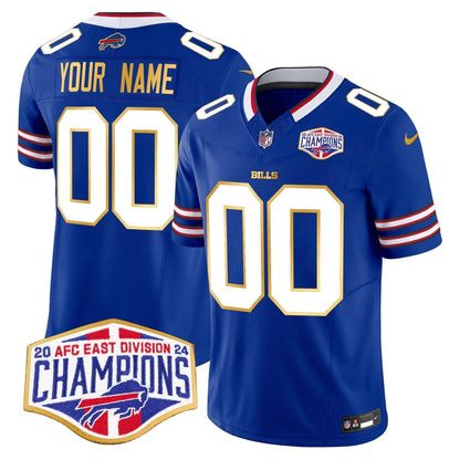 Bills 2024 AFC East Division Champions Gold Trim Vapor Limited Custom Jersey - All Stitched