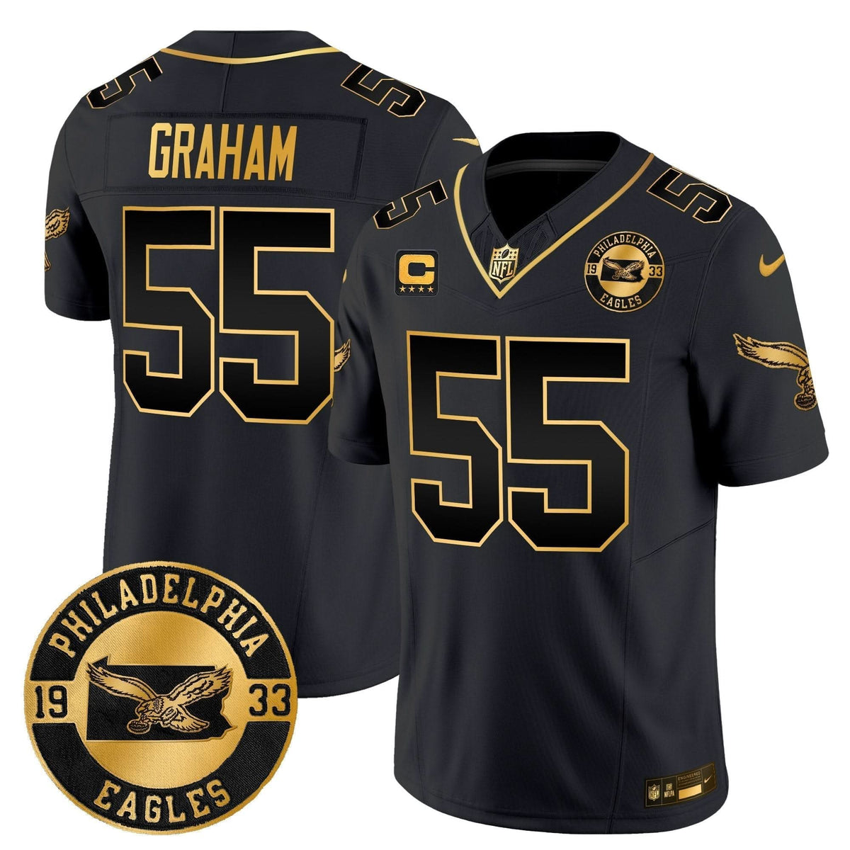 Philadelphia Eagles 2024 Throwback Gold Vapor Limited Jersey - Est. 1933 Patch - All Stitched