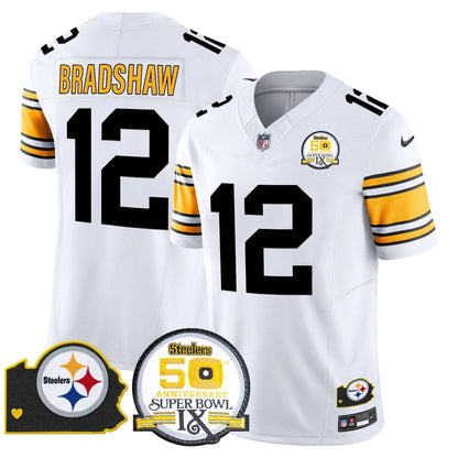 Steelers 50th Anniversary Of Super Bowl IX & Map Patch Vapor Limited Jersey - All Stitched
