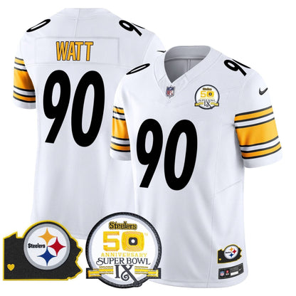 Steelers 50th Anniversary Of Super Bowl IX & Map Patch Vapor Limited Jersey - All Stitched