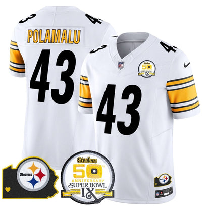 Steelers 50th Anniversary Of Super Bowl IX & Map Patch Vapor Limited Jersey - All Stitched