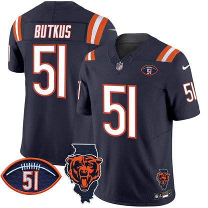 Bears Illinois Patch Vapor Limited Jersey V2 - All Stitched