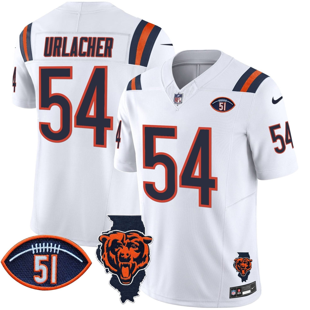Bears Illinois Patch Vapor Limited Jersey V2 - All Stitched