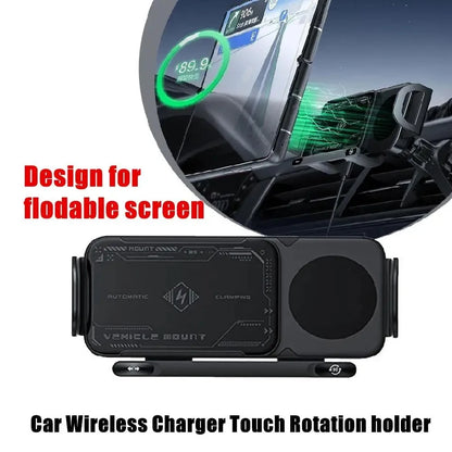 High Intelligent Mobile Phone/Pad Holder, Magnetic Phone Holder for Car, 2 in 1 Auto Rotating Phone Holder, Wireless Car Charger