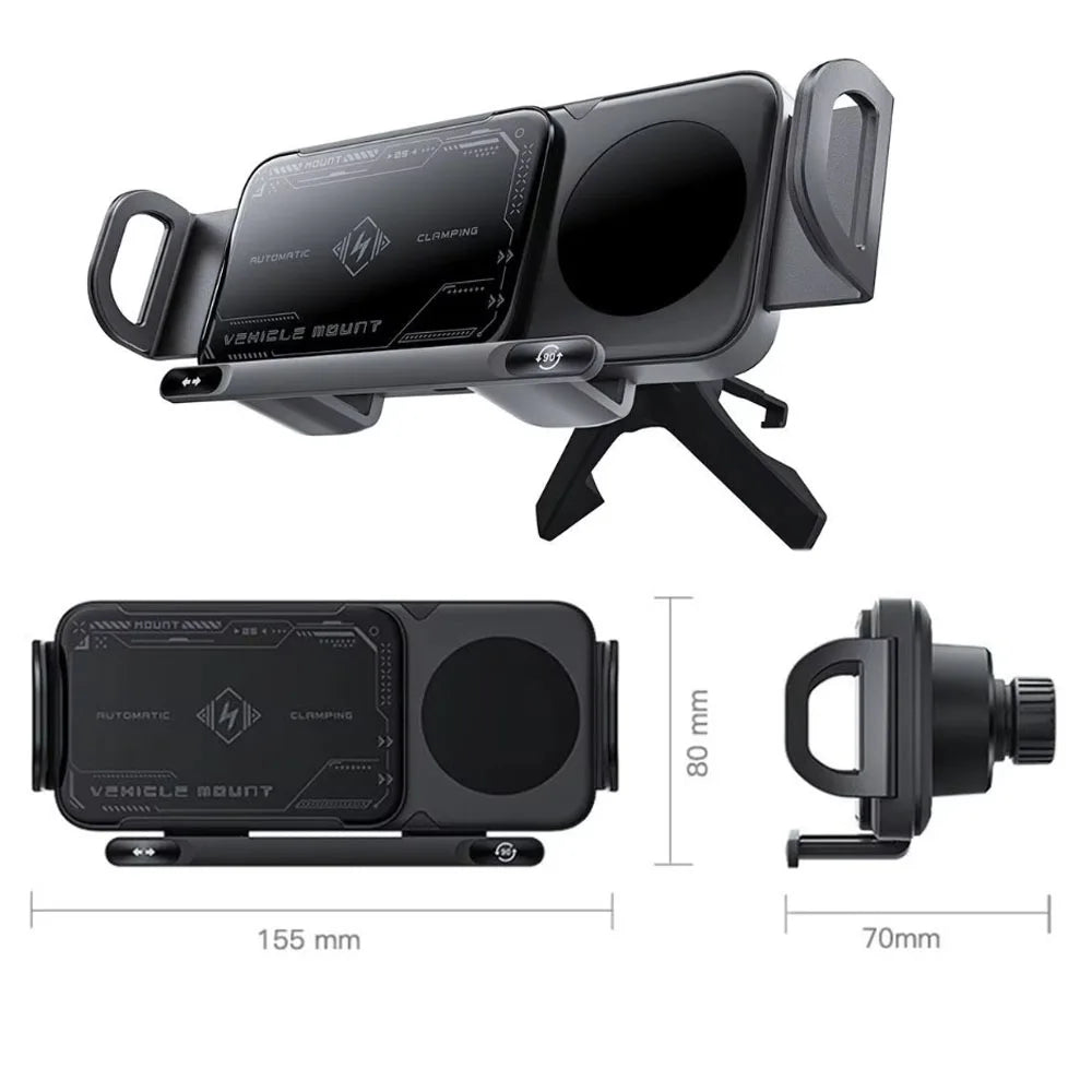 High Intelligent Mobile Phone/Pad Holder, Magnetic Phone Holder for Car, 2 in 1 Auto Rotating Phone Holder, Wireless Car Charger