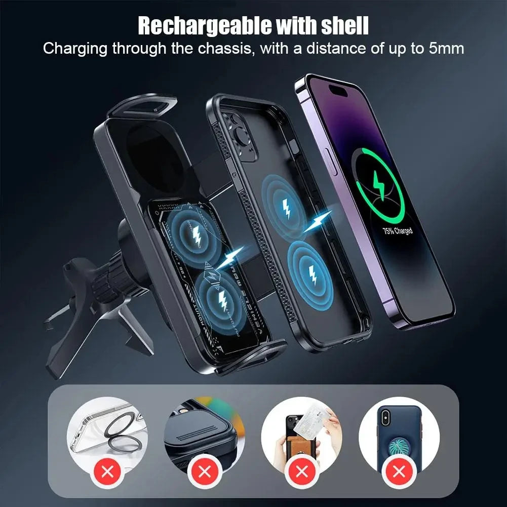 High Intelligent Mobile Phone/Pad Holder, Magnetic Phone Holder for Car, 2 in 1 Auto Rotating Phone Holder, Wireless Car Charger