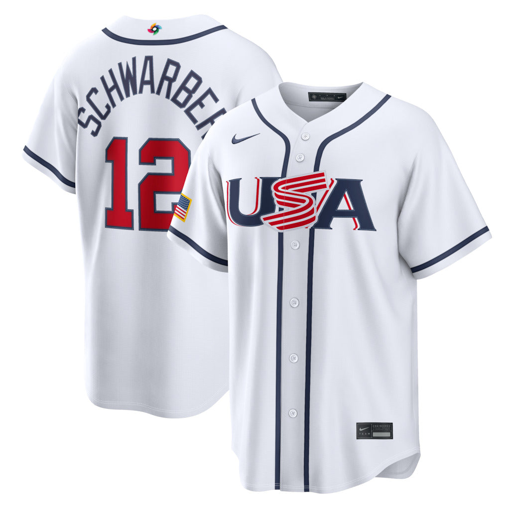 Men's #12 Kyle Schwarber USA 2026 World Baseball Classic Baseball Jersey
