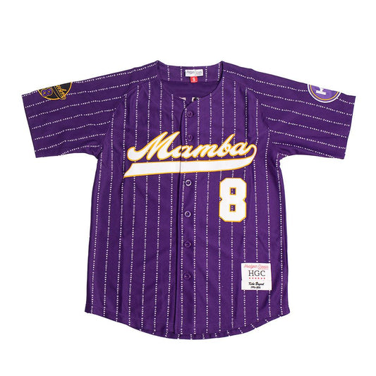 MAMBA PINSTRIPE BUTTON DOWN BASEBALL JERSEY (PURPLE)