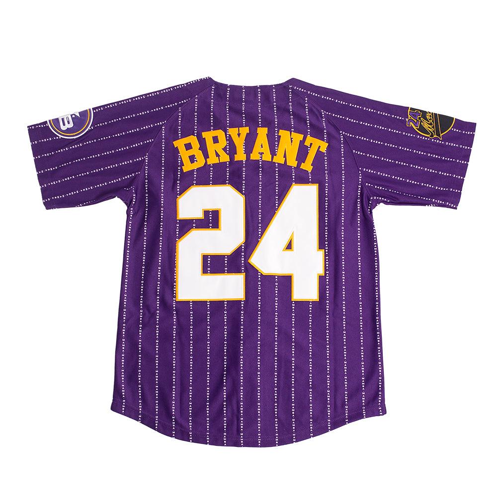 MAMBA PINSTRIPE BUTTON DOWN BASEBALL JERSEY (PURPLE)