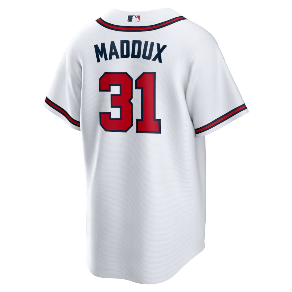 Atlanta Braves Greg Maddux White Home Retired Player Replica Jersey