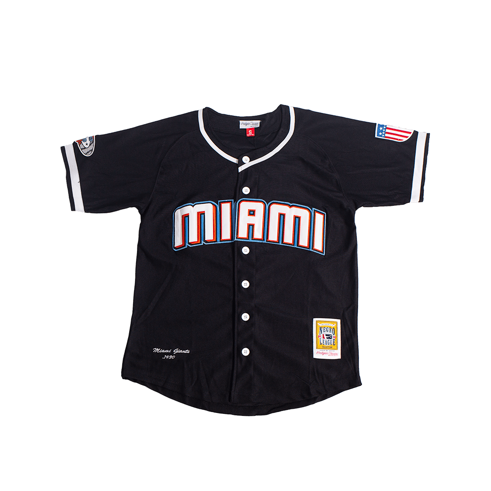 MIAMI GIANTS NEGRO LEAGUE BUTTON DOWN BASEBALL JERSEY (BLACK)