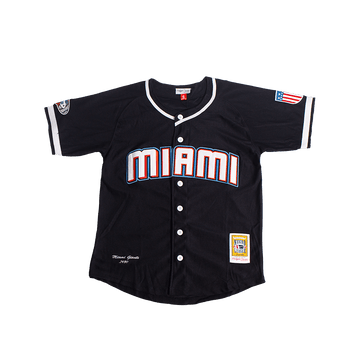 MIAMI GIANTS NEGRO LEAGUE BUTTON DOWN BASEBALL JERSEY (BLACK)