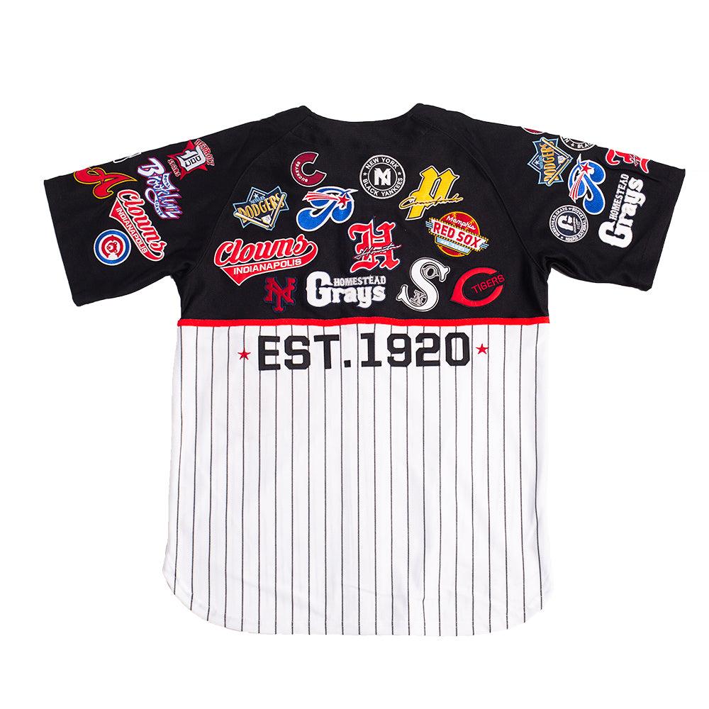 NEGRO LEAGUE BUTTON DOWN COLLAGE FRONT PATCH BASEBALL JERSEY