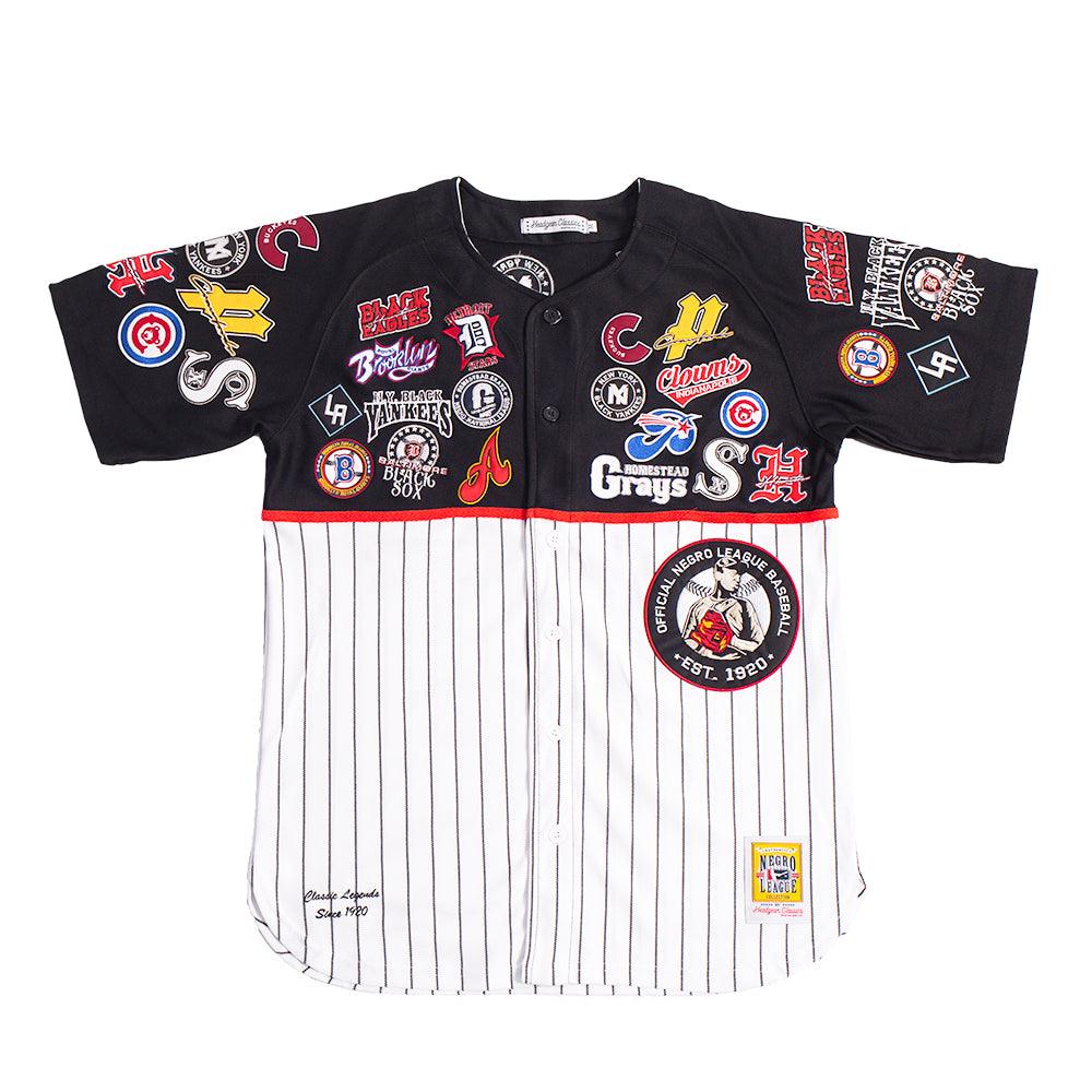 NEGRO LEAGUE BUTTON DOWN COLLAGE FRONT PATCH BASEBALL JERSEY