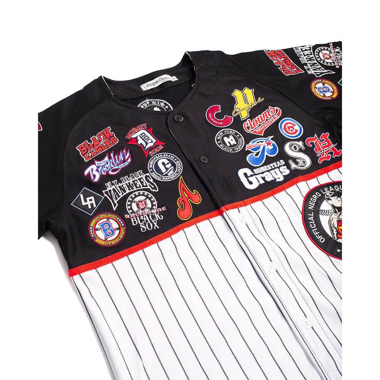 NEGRO LEAGUE BUTTON DOWN COLLAGE FRONT PATCH BASEBALL JERSEY