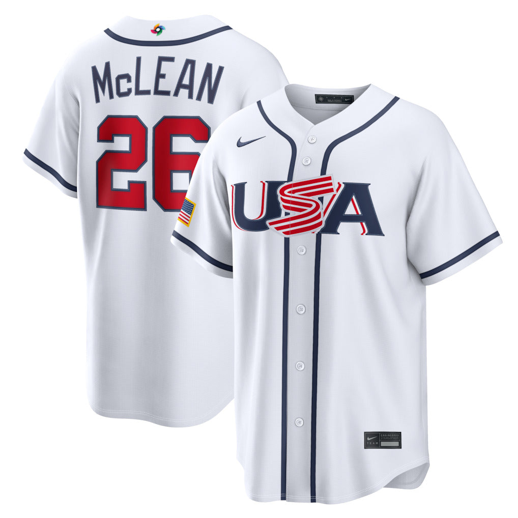 Men's #26 Nolan McLean USA 2026 World Baseball Classic Baseball Jersey
