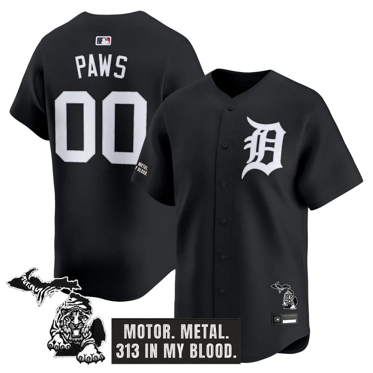 Detroit Tigers 'Old English Edition' Vapor Premier Limited Jersey - All Stitched - Black Limited
