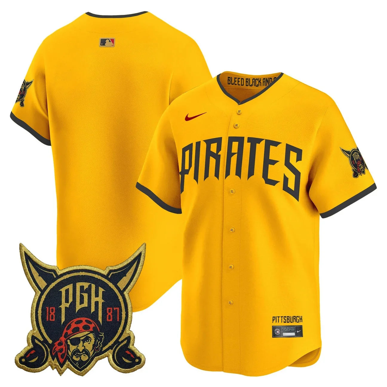Pittsburgh Pirates 2026 City Connect Vapor Premier Limited Jersey - All Stitched - Gold