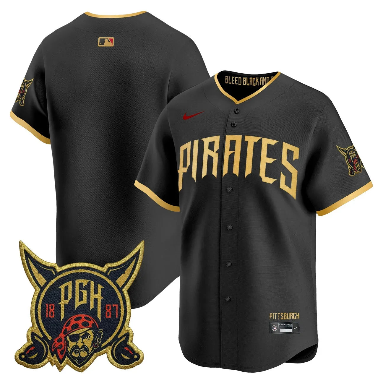 Pittsburgh Pirates 2026 City Connect Vapor Premier Limited Jersey - All Stitched - Black