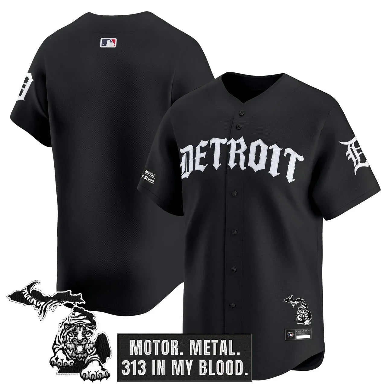Detroit Tigers 'Old English Edition' Vapor Premier Limited Jersey - All Stitched - Black