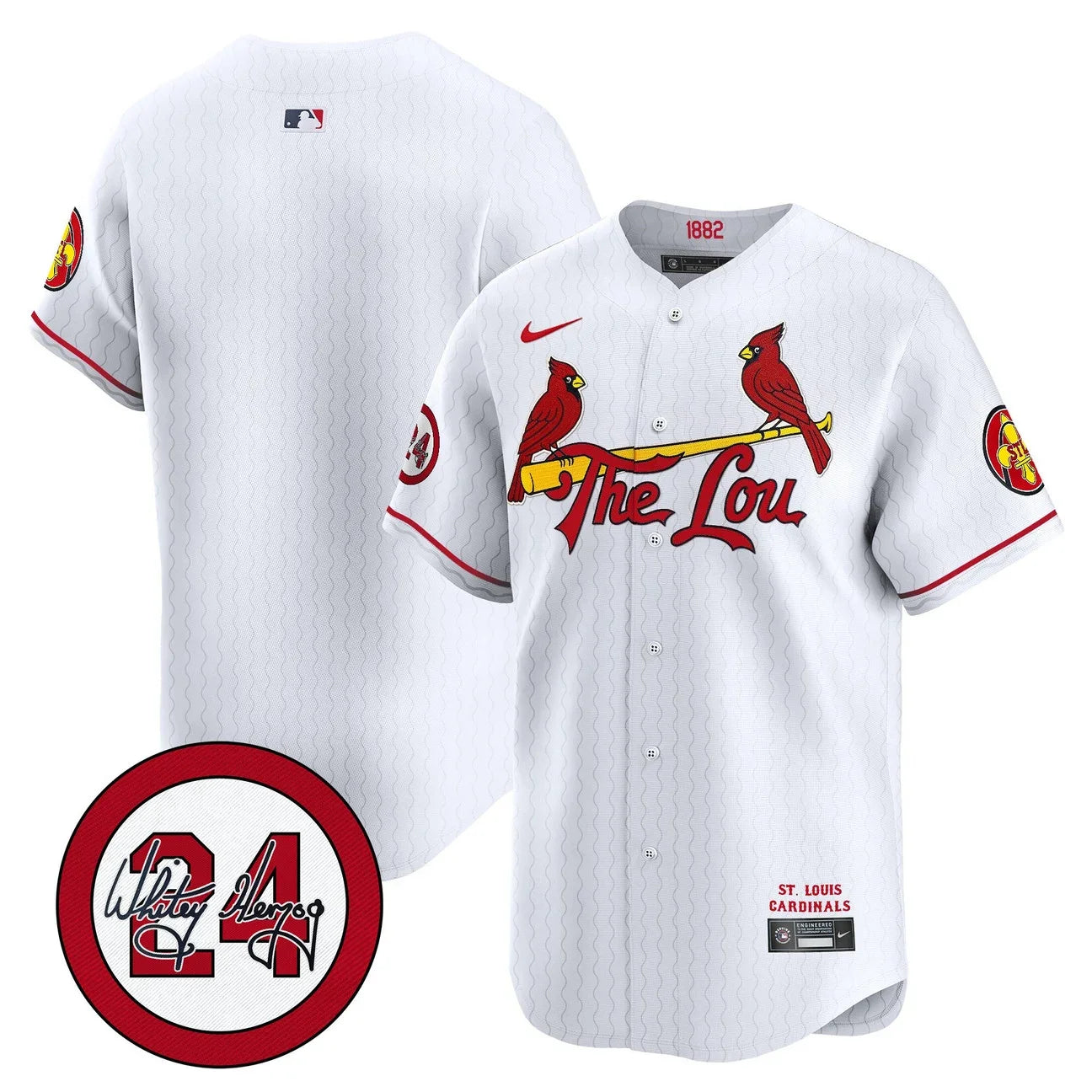 Men's St. Louis Cardinals Whitey Herzog Patch Vapor Premier Limited Jersey - All Stitched - White